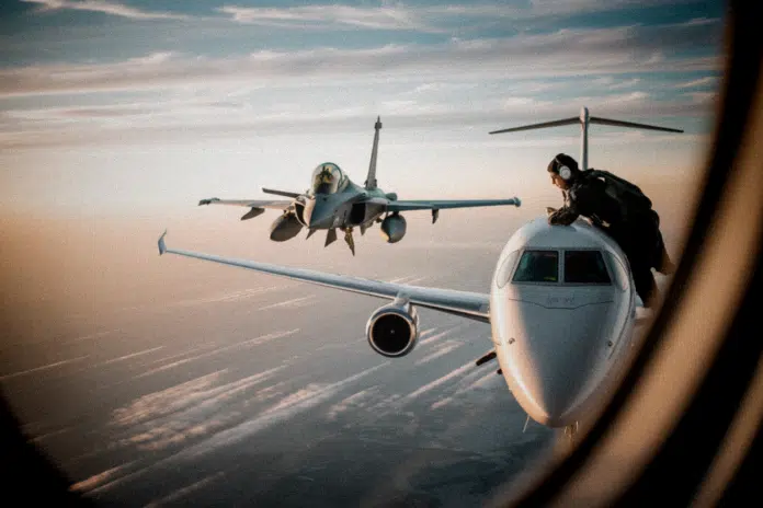 Un Rafale détecte une fuite de carburant sur un jet privé à 12 000 m d'altitude
